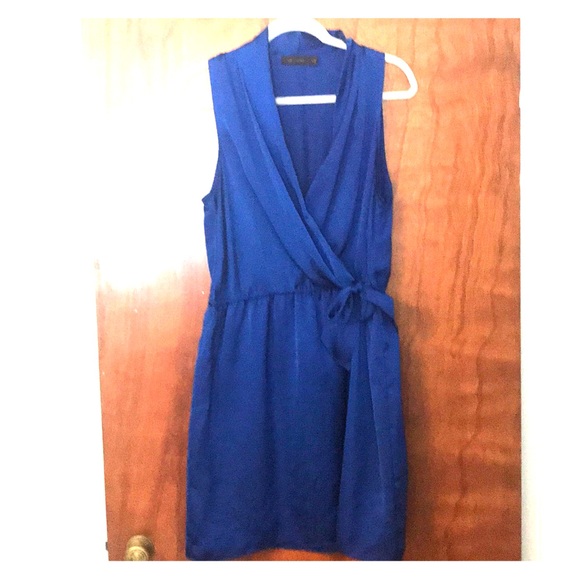 Silky royal blue A line sleeveless dress - Picture 1 of 4